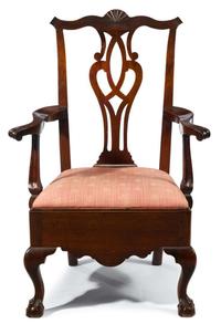 Chippendale mahogany carved armchair philadelphia, pa, circa 1770