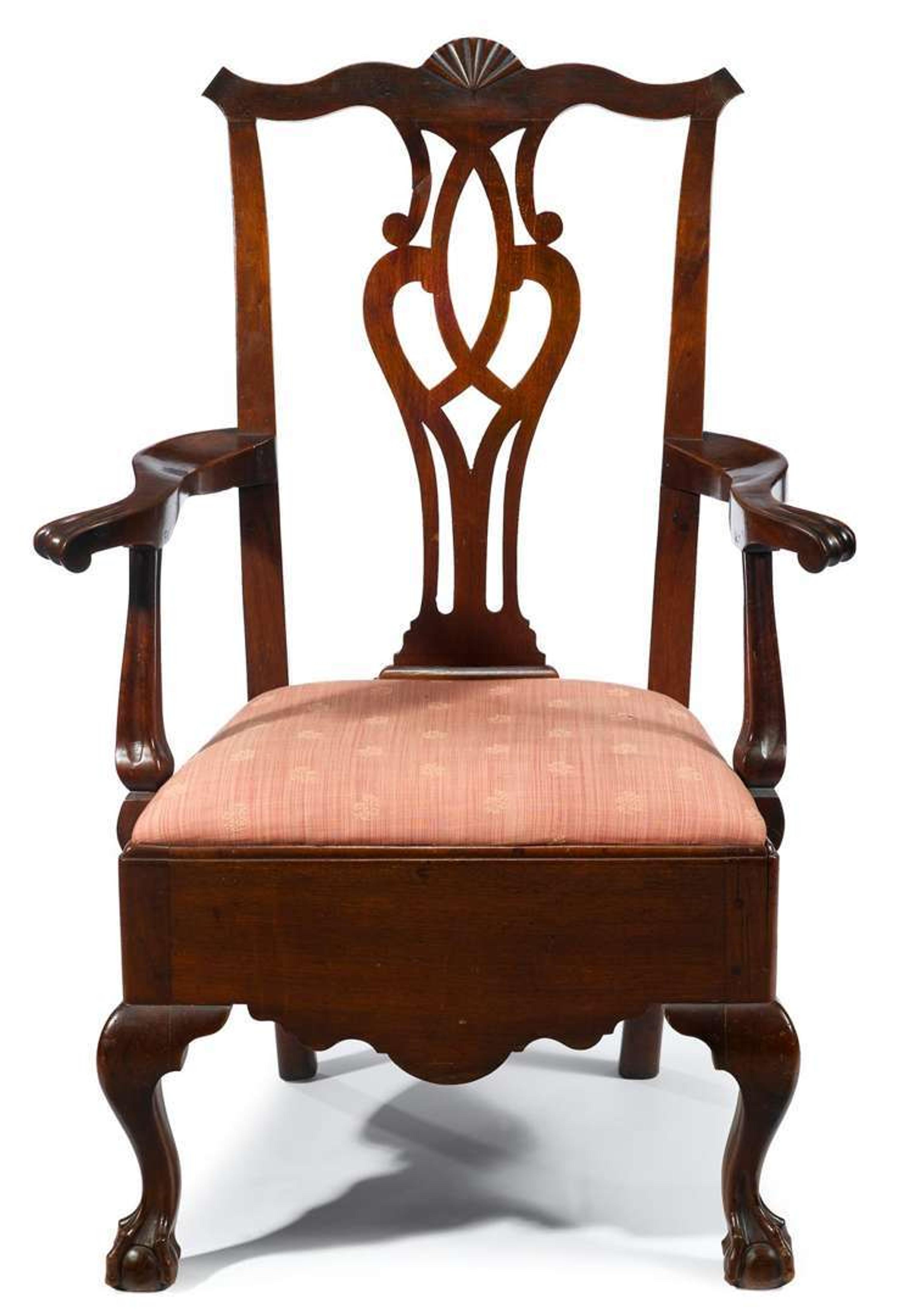 Chippendale mahogany carved armchair philadelphia, pa, circa 1770