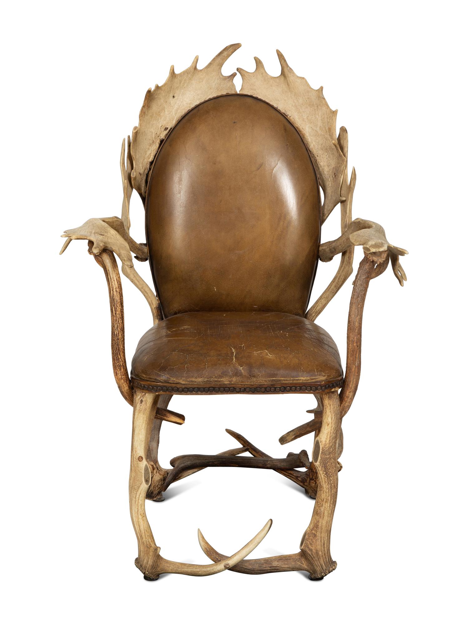 A Victorian Stag Horn Armchair