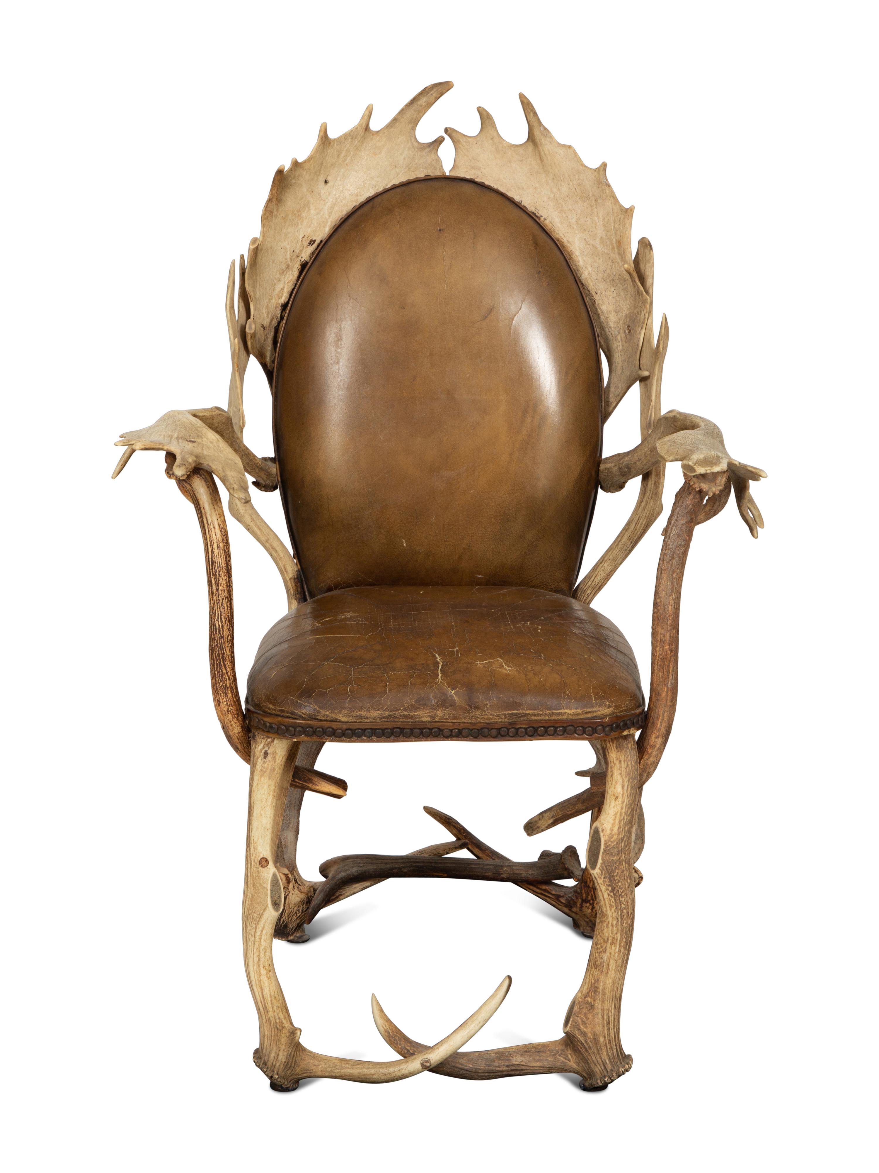A Victorian Stag Horn Armchair
