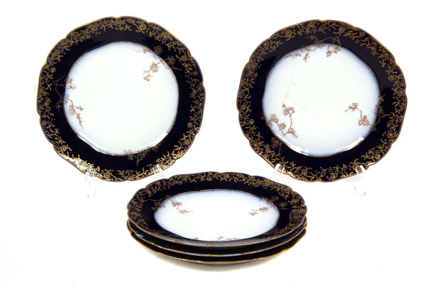 Five Limoges Porcelain Plates Diameter 8 1/4 inches.