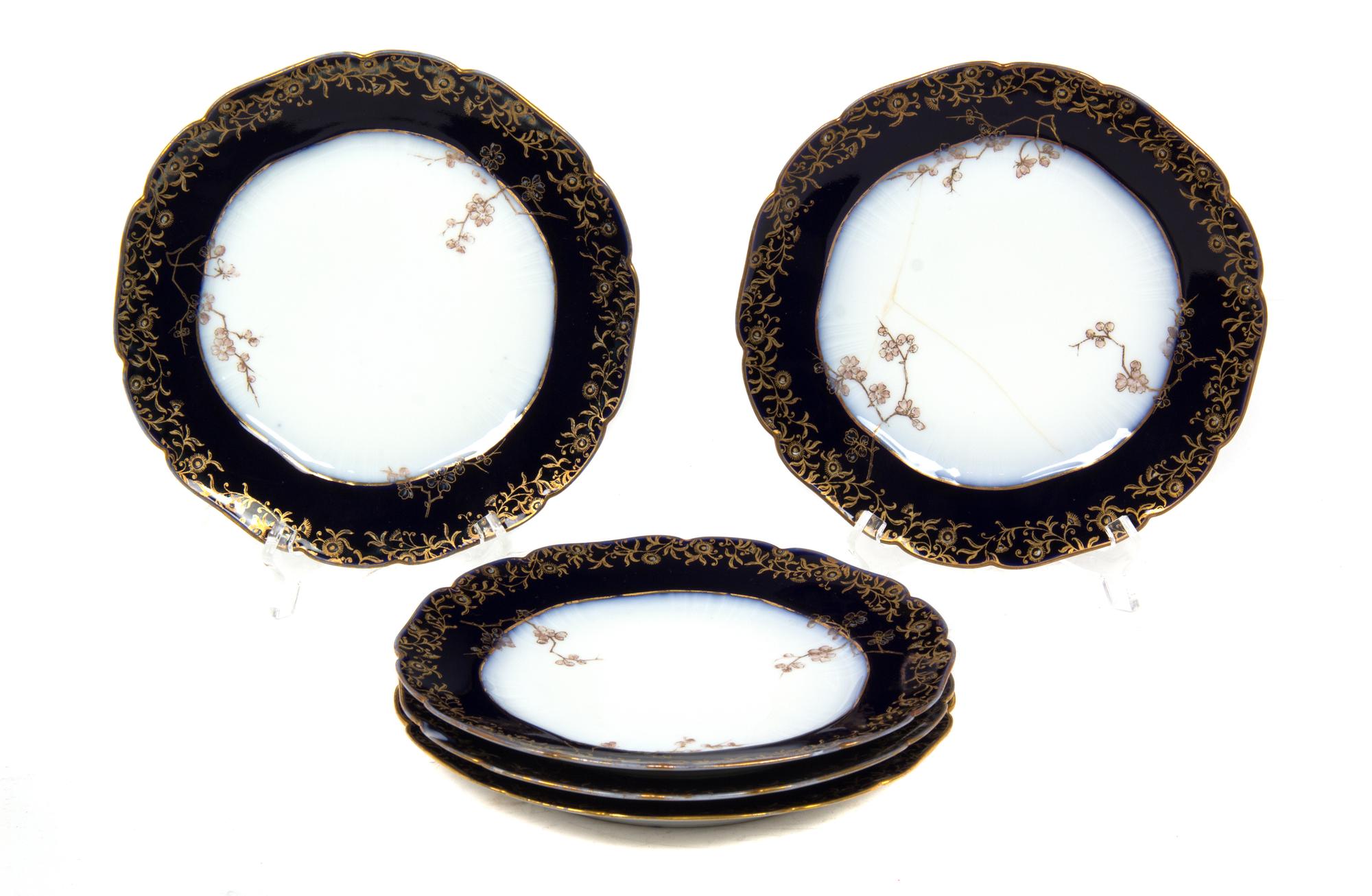 Five Limoges Porcelain Plates Diameter 8 1/4 inches.
