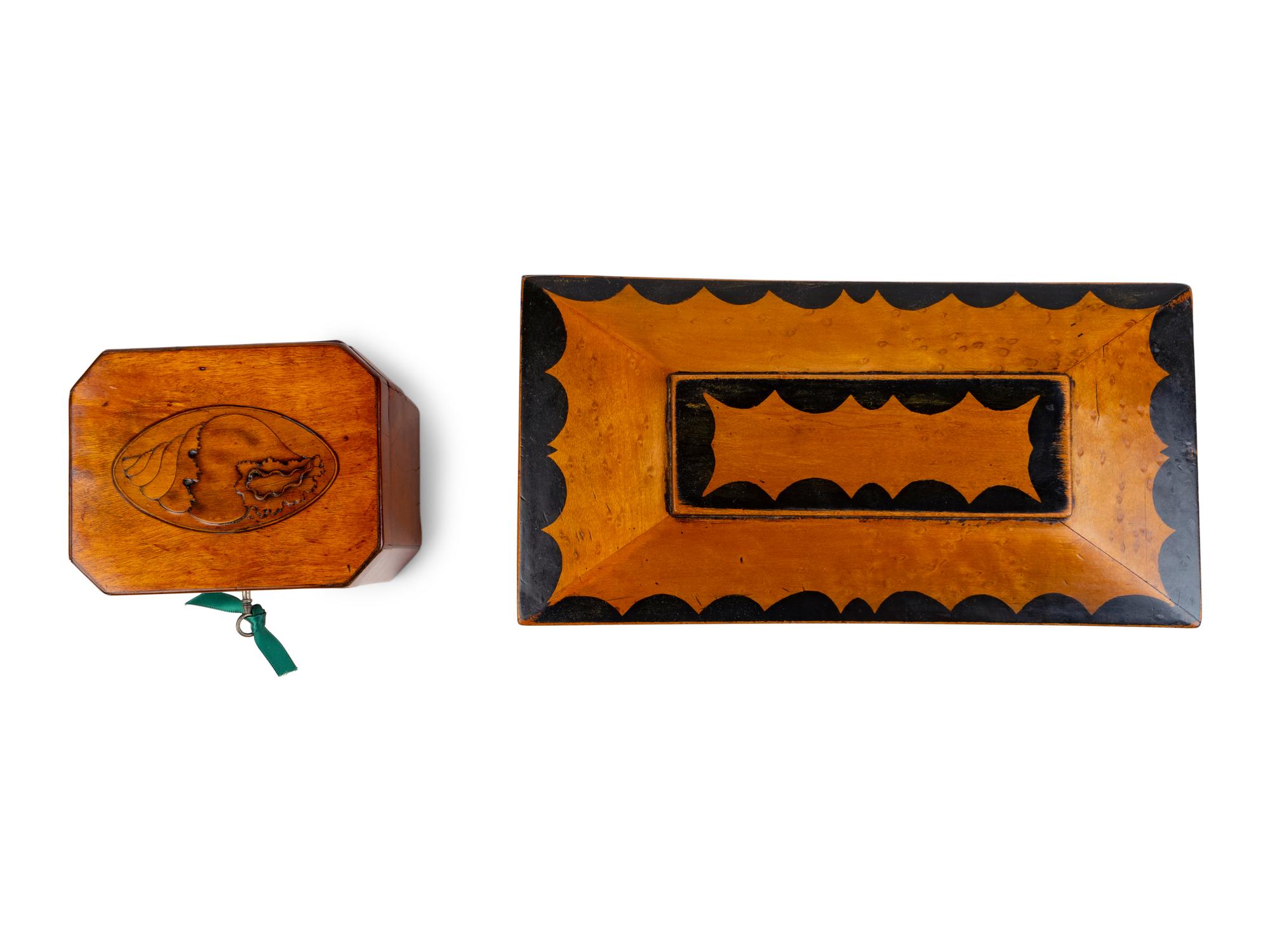 Two English Walnut Marquetry Tea Caddies — CIRCA 1825
