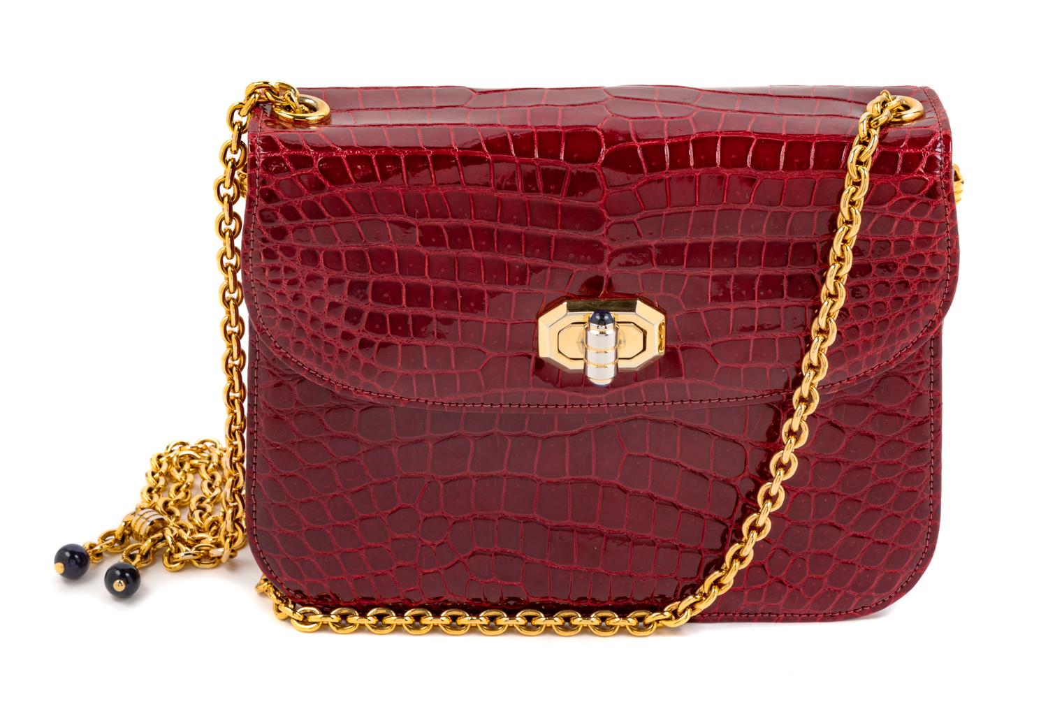 Gucci Red Leather Handbag, 1980-90s