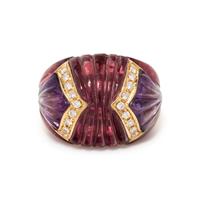 PINK TOURMALINE, AMETHYST AND DIAMOND RING