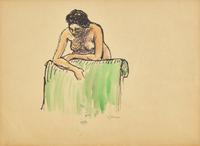 Nu Appuyé sur un Fauteuil Vert; with Three Studies of Woman Kneeling on her Elbows (A Double-Sided Work)