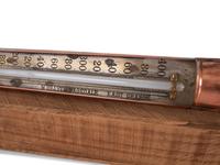 A Copper Tycos Candy Thermometer and a Wood Encased Floating Bath or Dairy Thermometer
