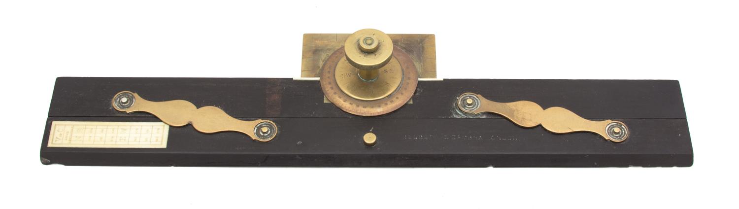 A Negretti & Zambra, London Brass and Ebonized Wood Parallel Ruler Length 15 inches. — 19TH CENTURY