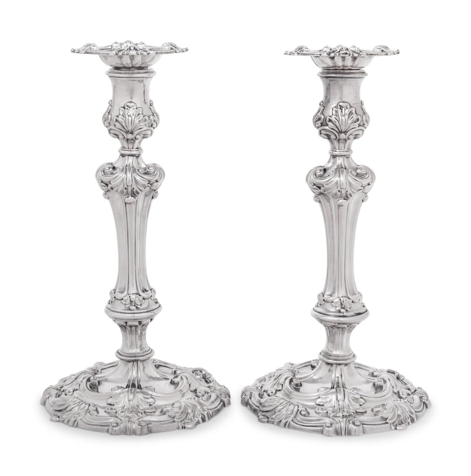 A Pair of George IV Silver Candlesticks