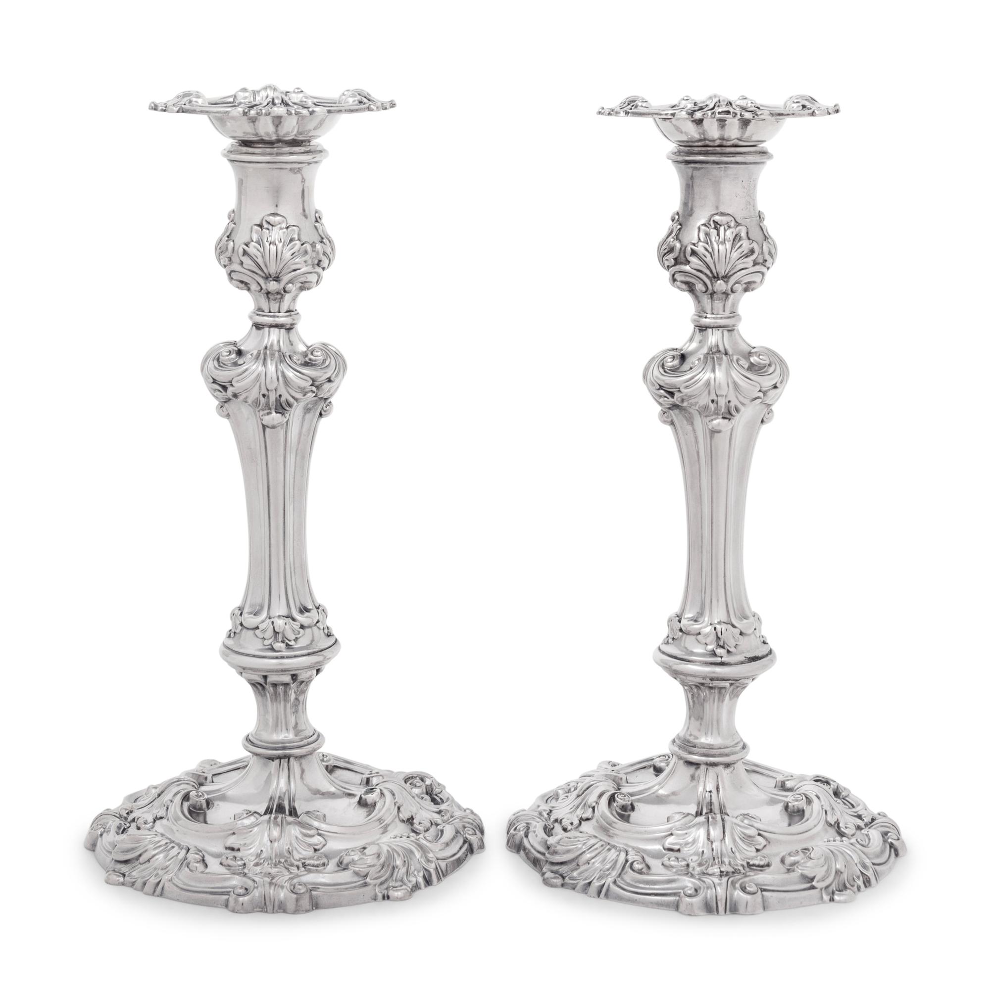A Pair of George IV Silver Candlesticks