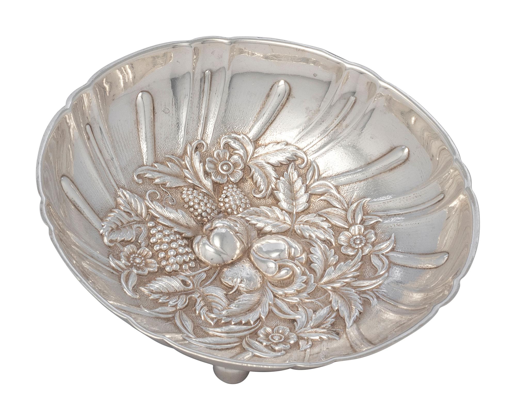 An American Silver Repoussé Footed Bowl