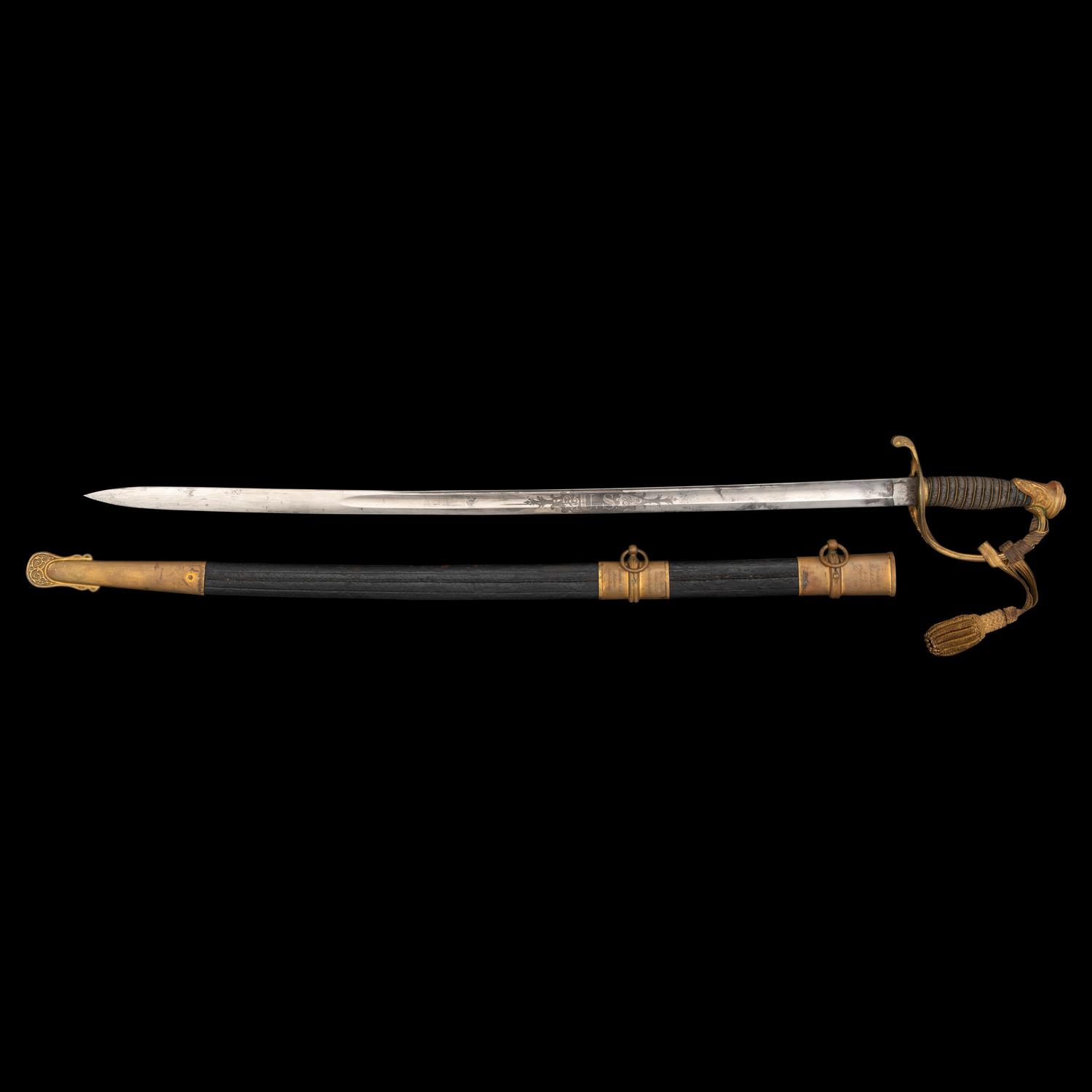 Cased Clauberg Model 1850 Foot Officers Sword Presented to Lt. Asaph Dodge of the 116th NY with Belt and Sash