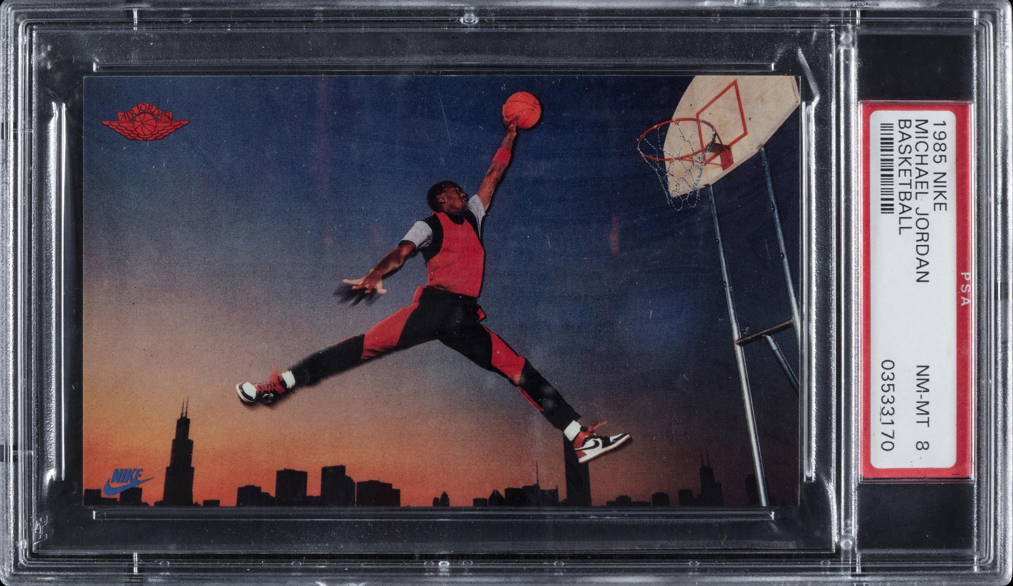 A 1985 Nike Michael Jordan Jumpman Air Jordan Promo Basketball Card (PSA 8)