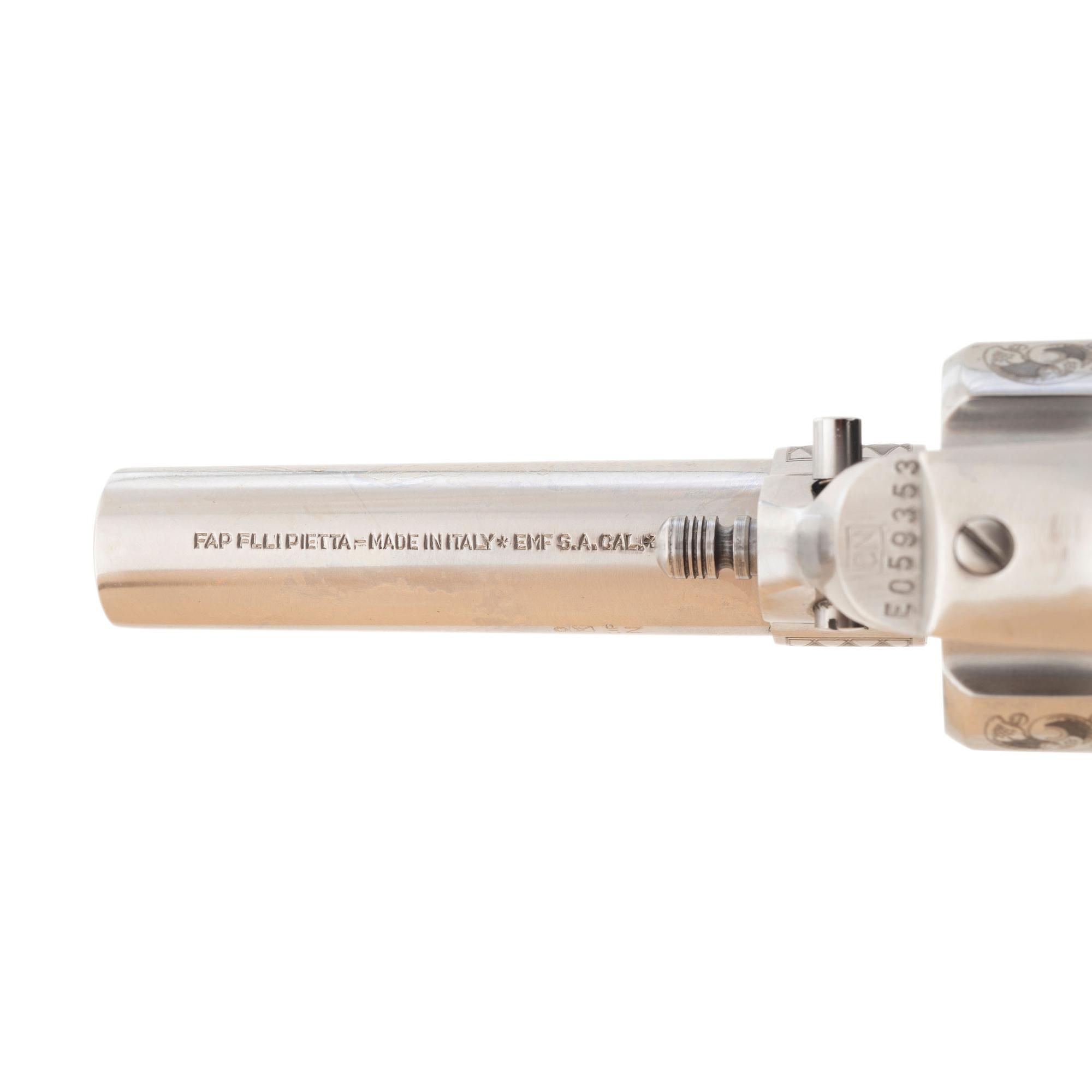 *Pietta "General Patton" Engraved Stainless Steel Replica Single Action Revolver in .45 Colt.