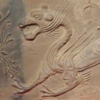 A Chinese Grey Pottery 'White Tiger' Relief Tomb Brick, Southern Dynasties — 南朝 灰陶四神白虎畫像磚