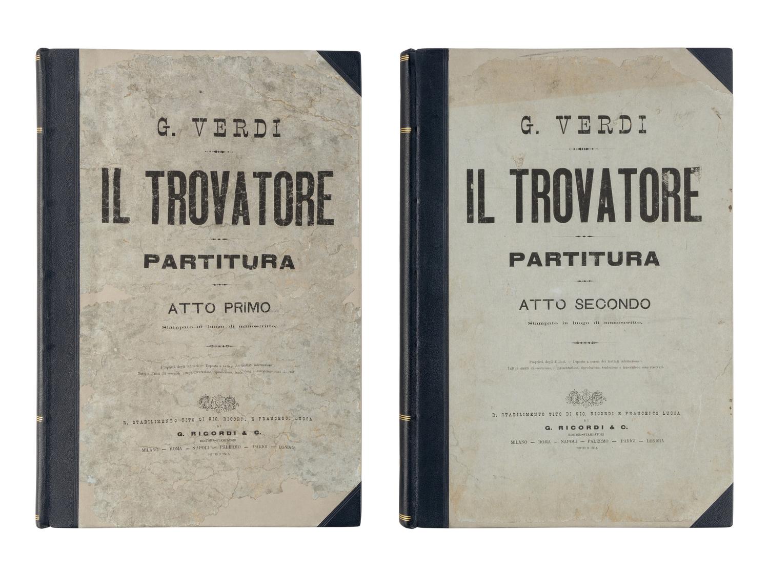 [MUSIC]. VERDI, Giuseppe (1813-1901). Il Trovatore. Partitura . Milan: G. Ricordi & C., [ca 1888].