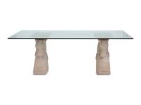 A Cast Stone Glass-Top Table