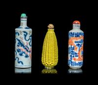 Three Chinese Porcelain Snuff Bottles