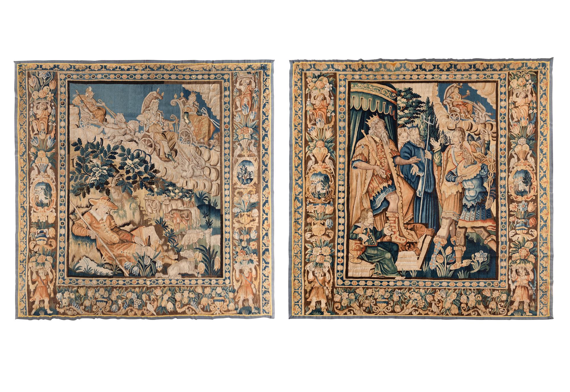 A Pair of Flemish Wool Tapestries Depicting Scenes from the Judgement of Paris
