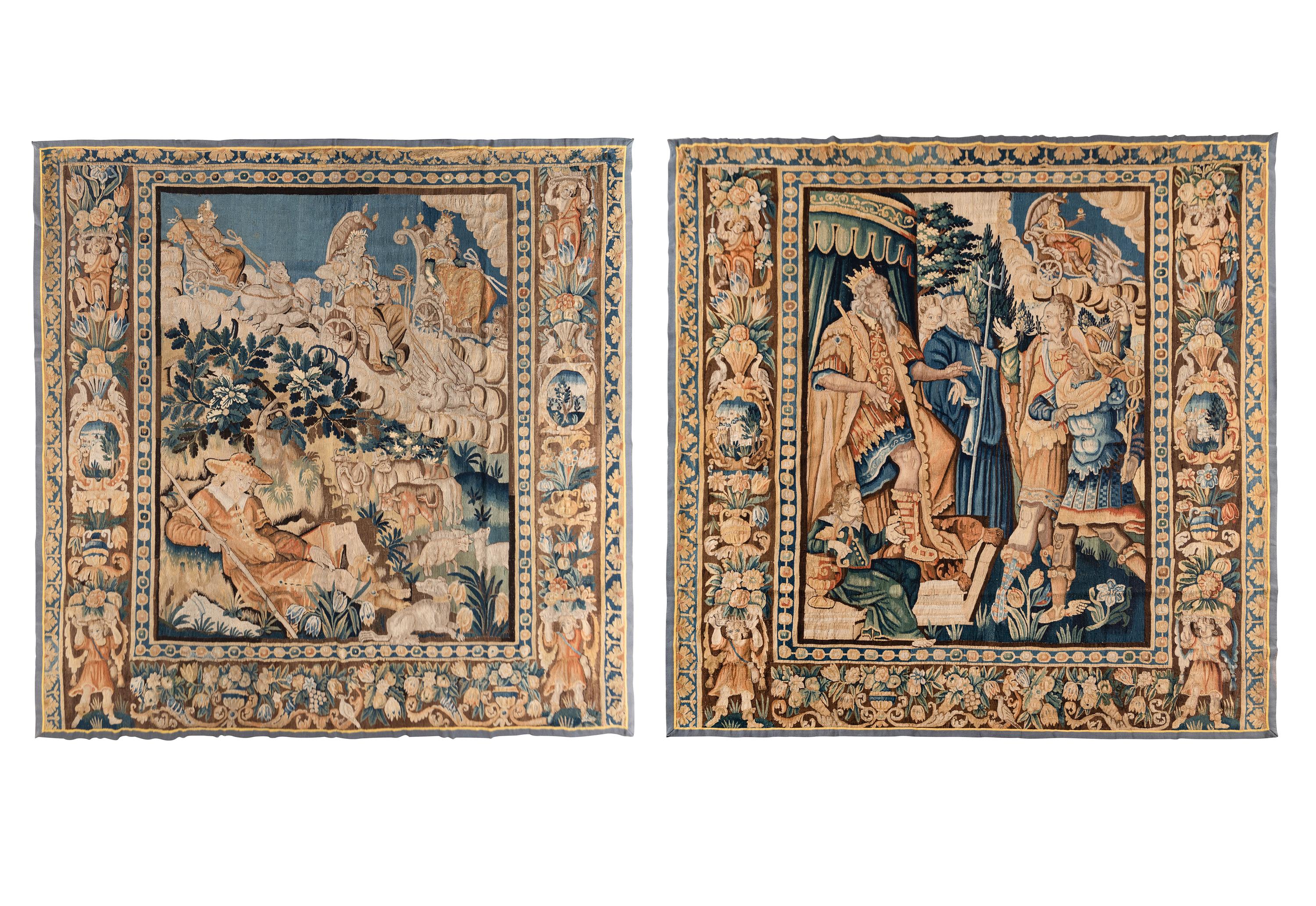 A Pair of Flemish Wool Tapestries Depicting Scenes from the Judgement of Paris