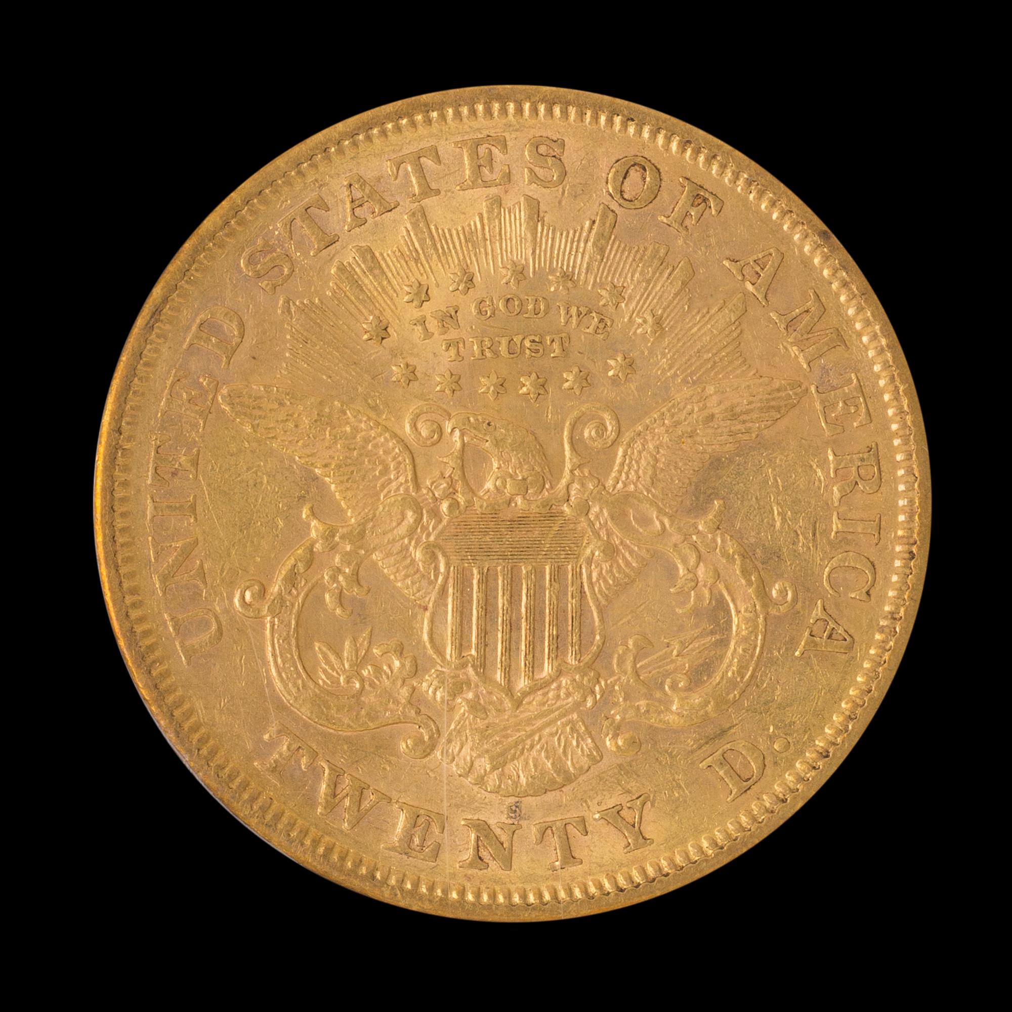A 1871-S Liberty Head $20 Gold Coin (PCGS AU53)
