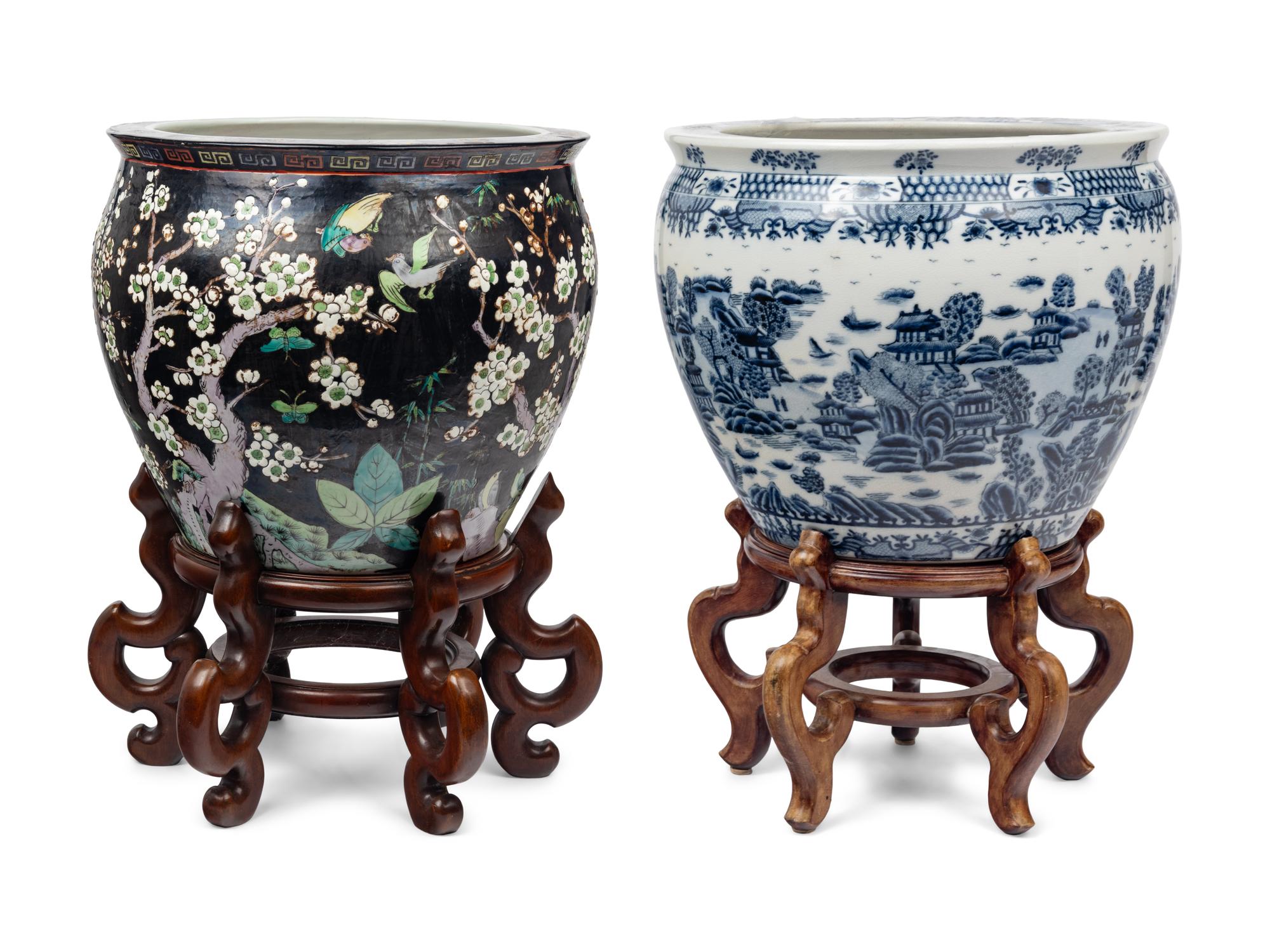 Two Chinese Export Porcelain Jardinières