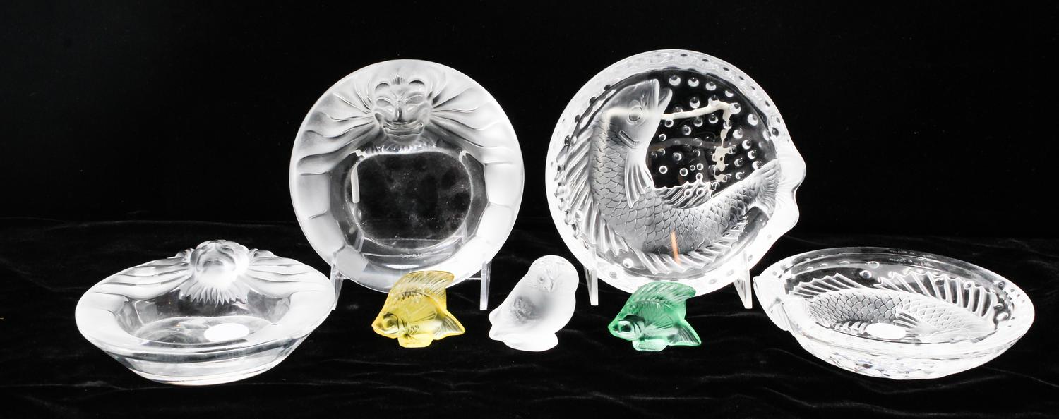 Two Pairs of Lalique Ash Receivers Diameter of largest 6 1/4 inches. — SECOND HALF 20TH CENTURY