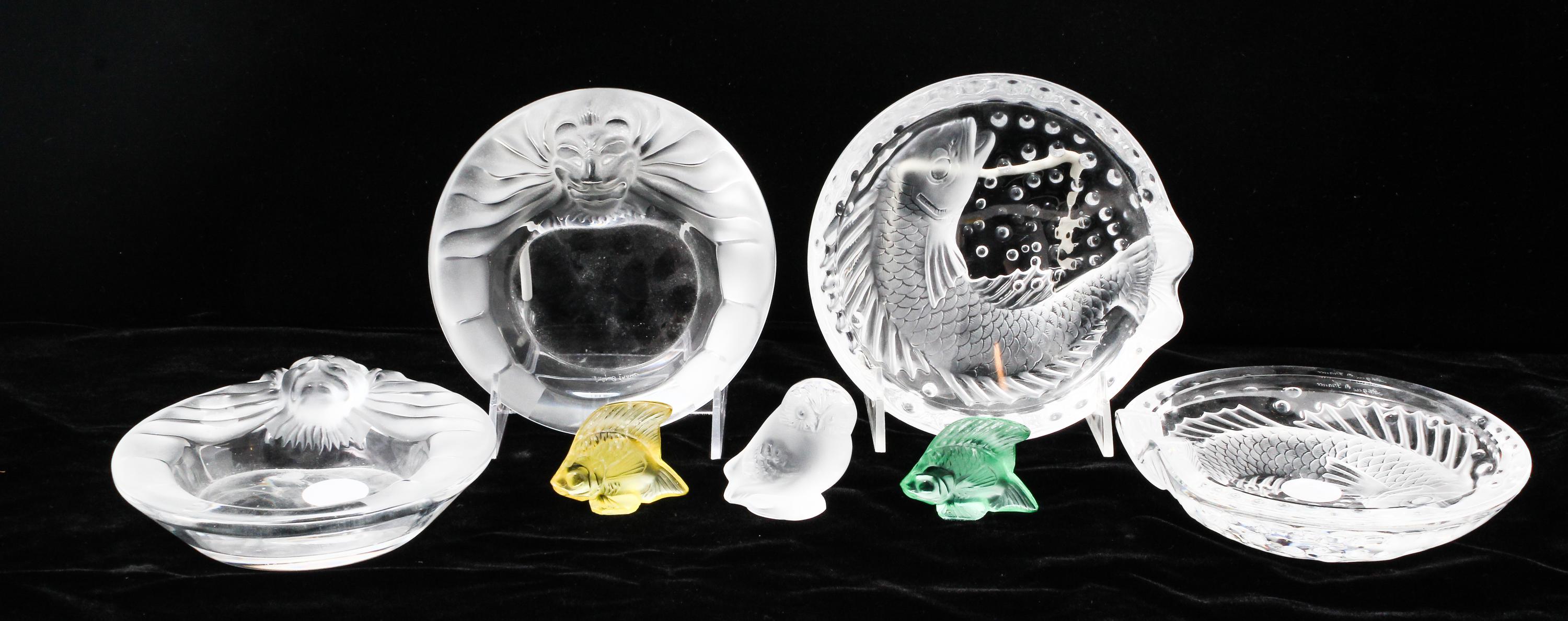 Two Pairs of Lalique Ash Receivers Diameter of largest 6 1/4 inches. — SECOND HALF 20TH CENTURY