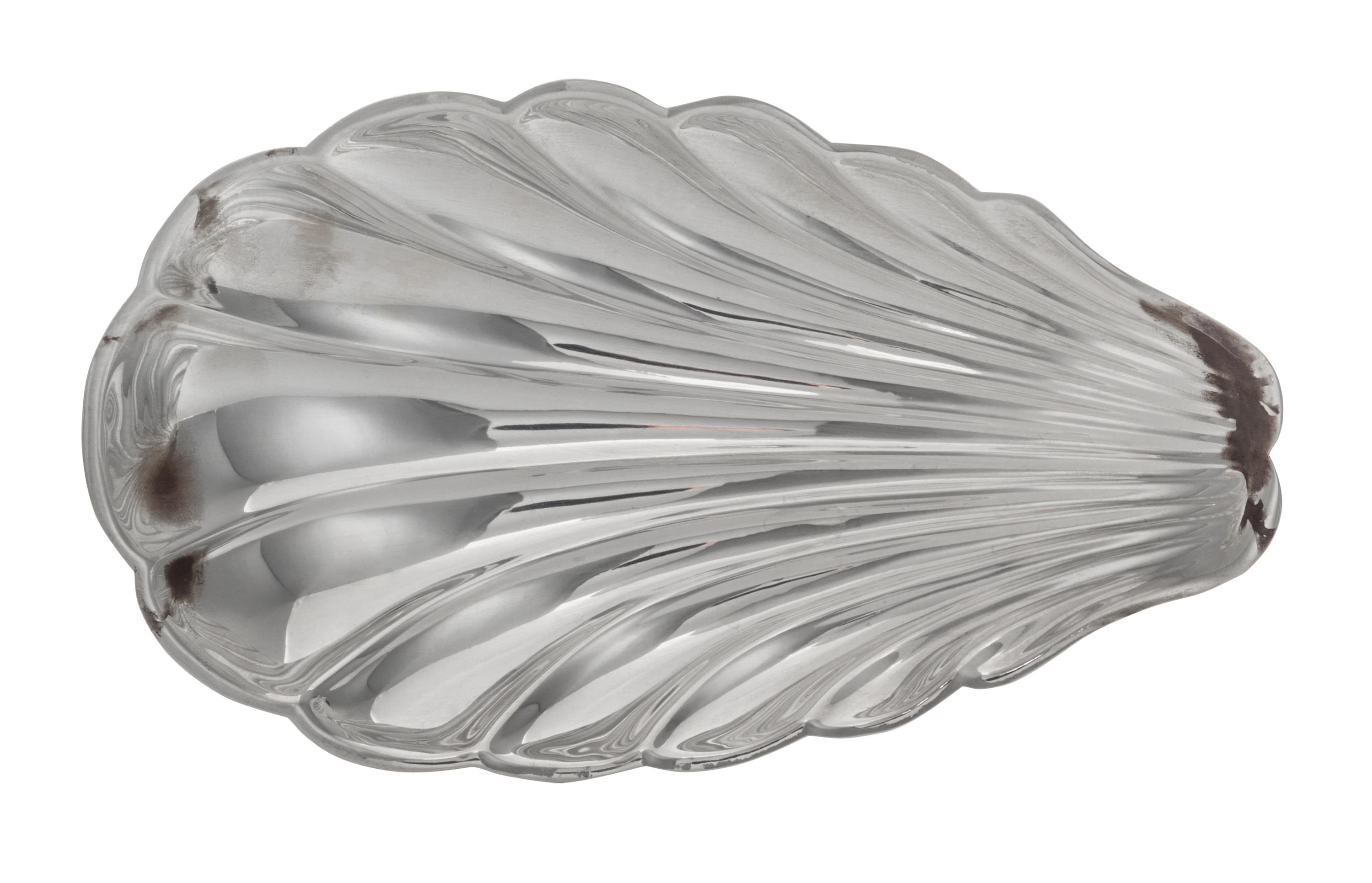 An American Silver Bowl, Reed & Barton, Taunton, MA, of elongated shell form with four spherical feet.