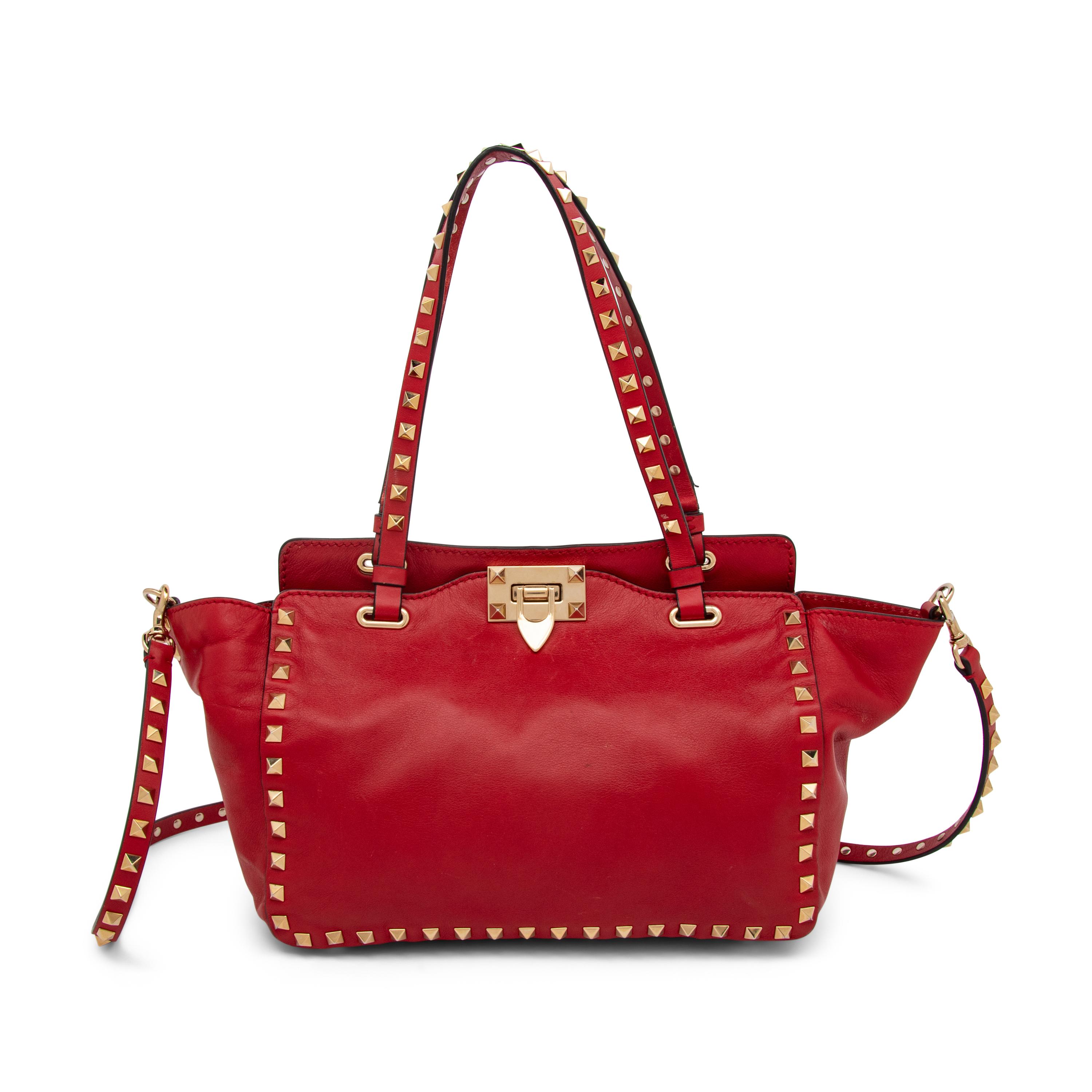 Valentino, Small Red Rockstud Tote