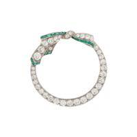 PLATINUM, DIAMOND, AND EMERALD BROOCH