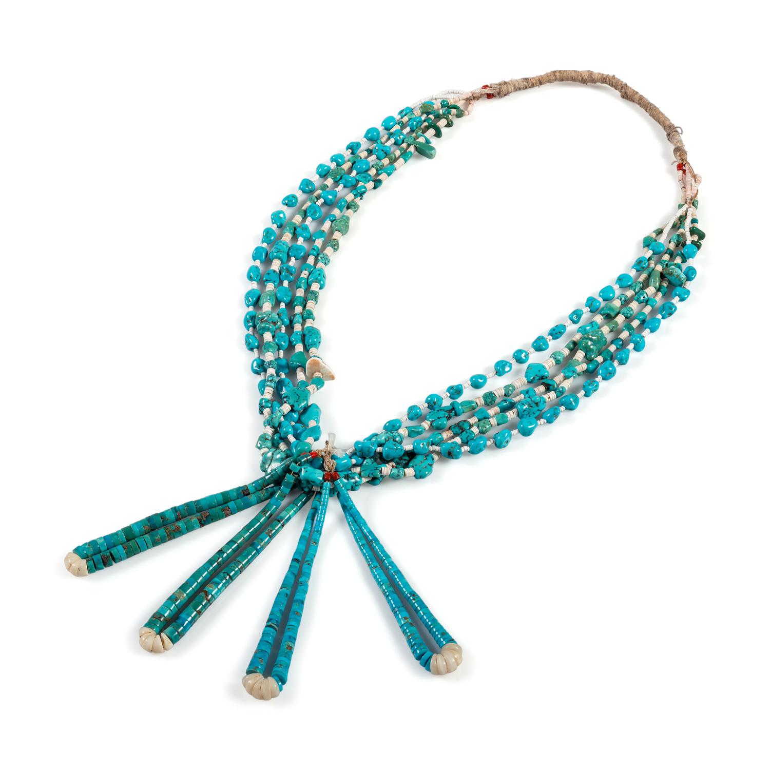 Pueblo Multi-Strand Turquoise Necklace, with Four Joclas