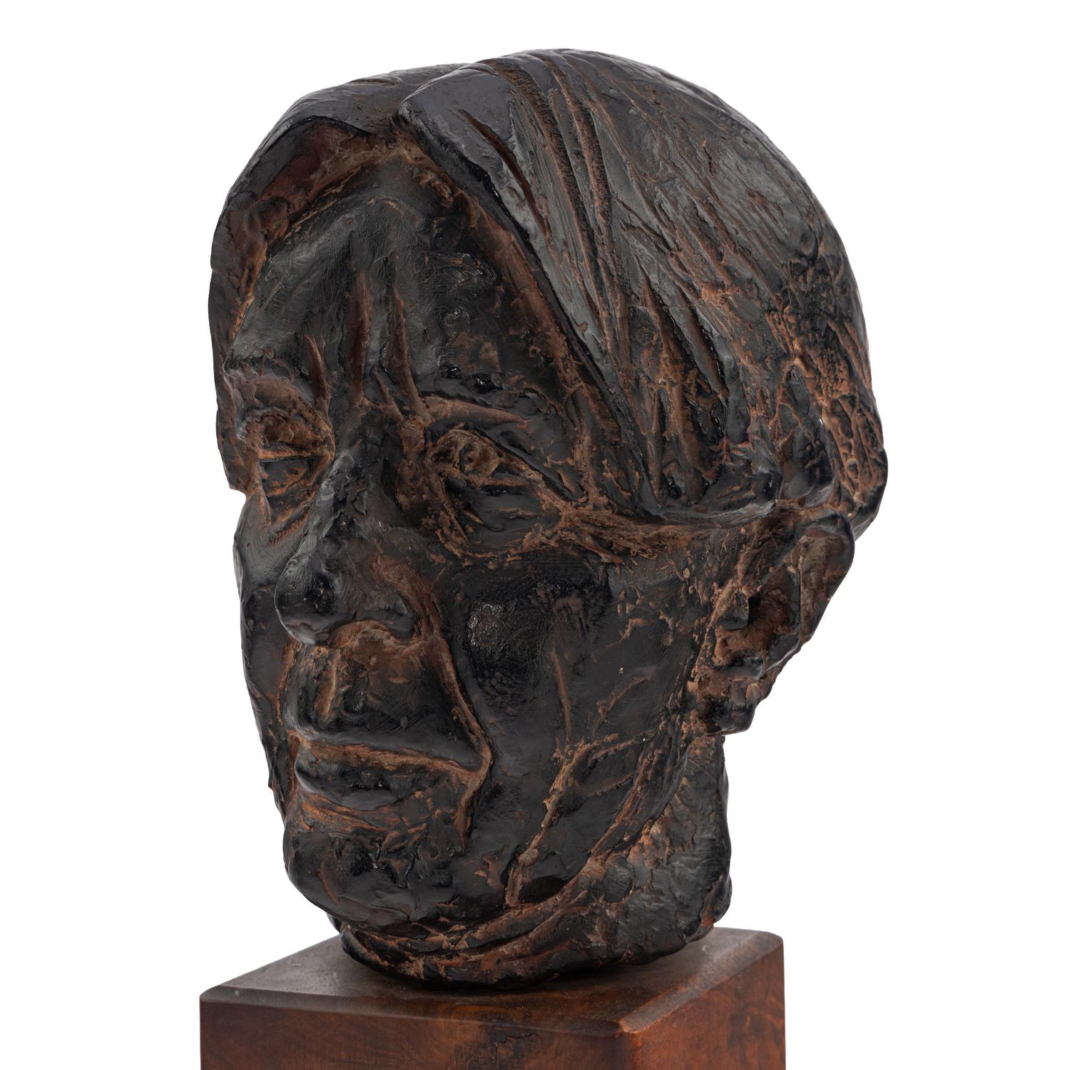 Joseph Konzal (American 1905-1994) A bust of Carl Sandburg previously owned by Marilyn Monroe black-painted terra cotta bust