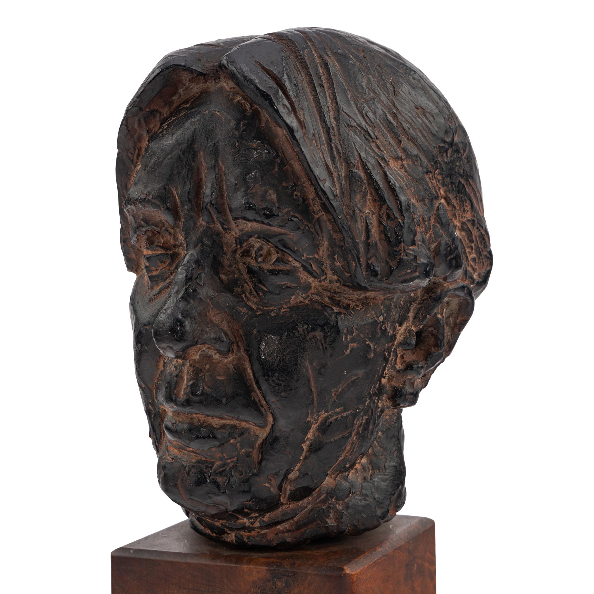 Joseph Konzal (American 1905-1994) A bust of Carl Sandburg previously owned by Marilyn Monroe black-painted terra cotta bust