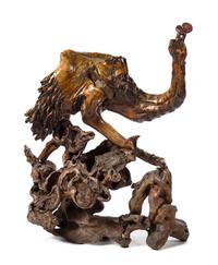 A Large Chinese Carved Rootwood Figure of Crane LATE 19TH/EARLY 20TH CENTURY Height 43 1/2 inches. — LATE 19TH/EARLY 20TH CENTURY