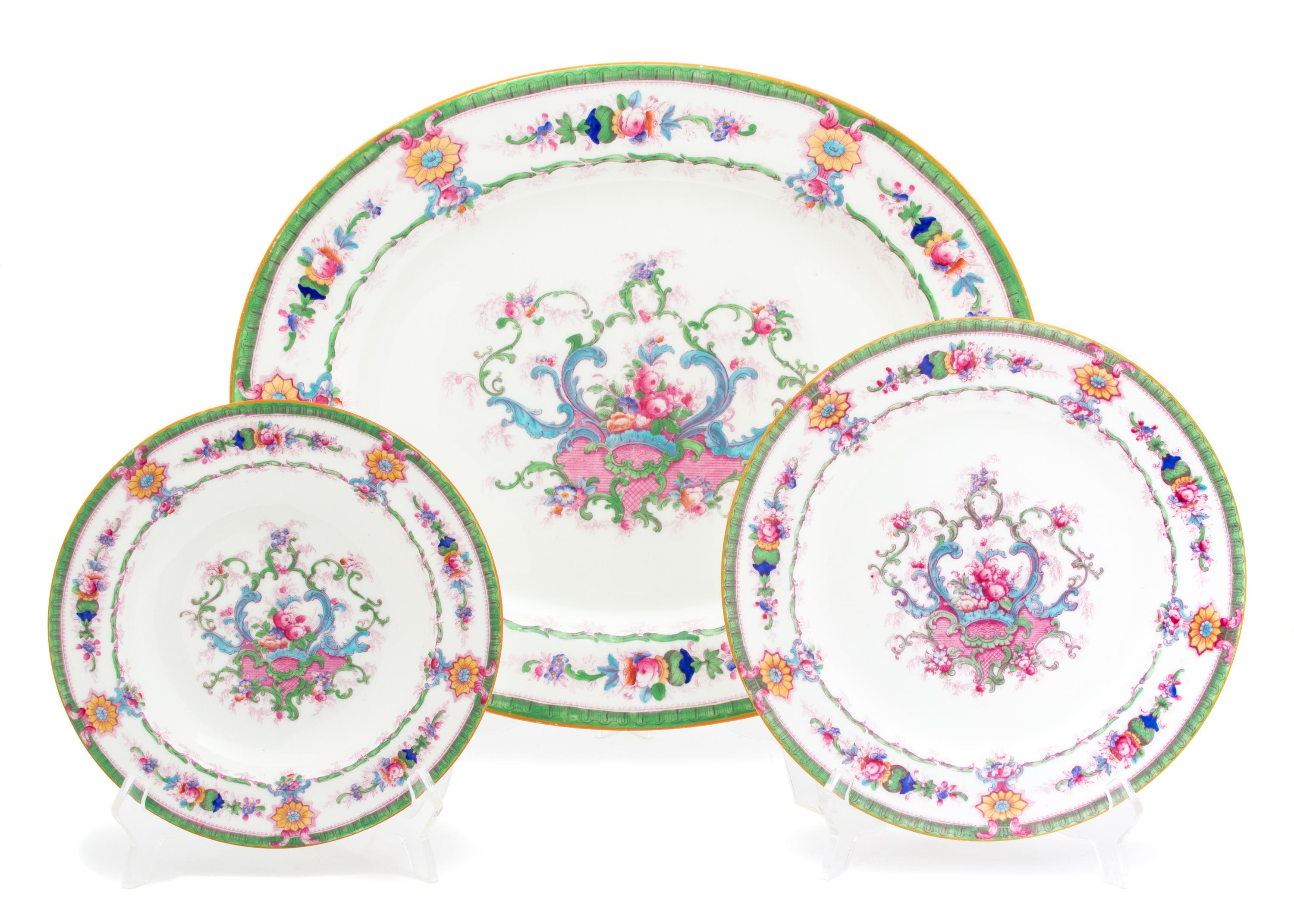 An English Porcelain Plate Set Length of platter 20 inches. — 20TH CENTURY
