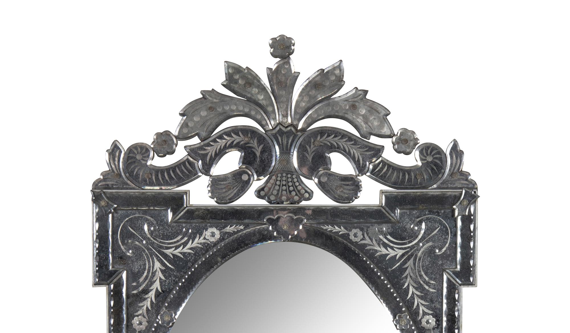 A Venetian Style Etched Glass Mirror