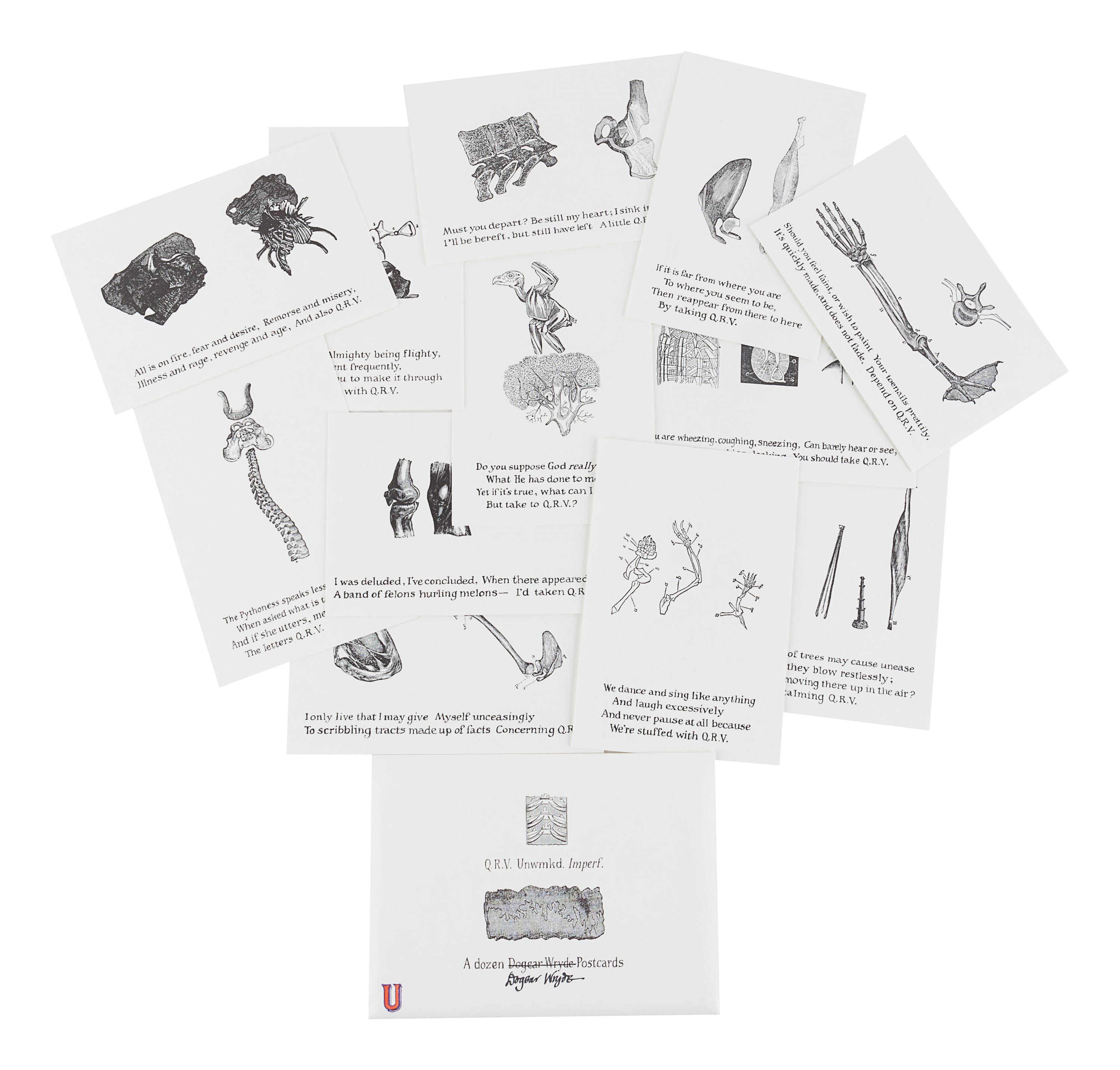 GOREY, Edward (1925-2000). Dogear Wryde Postcards. Q. R. V. Hikuptah . -- Q . R. V. Unwmkd. Imperf. N.p.: n.p., 1996.