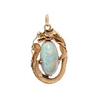 YELLOW GOLD AND OPAL DRAGON PENDANT