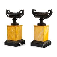 A Pair of French Marble and Bronze Tazze