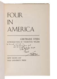 [WILDER, Thornton (1897-1975), introduction]. STEIN, Gertrude (1874-1946). Four in America . New Haven, CT: Yale University Press, 1947.