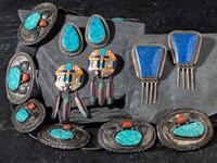 Navajo Concha Belt and Three Earrings