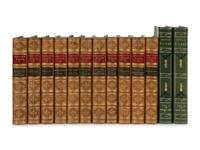 [BINDINGS]. A group of approximately 65 volumes, most in contemporary leather bindings, including works related to American history & literature, comprising: