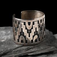 Steven Sockyma (Hopi, 20th century) — Silver Overlay Cuff Bracelet