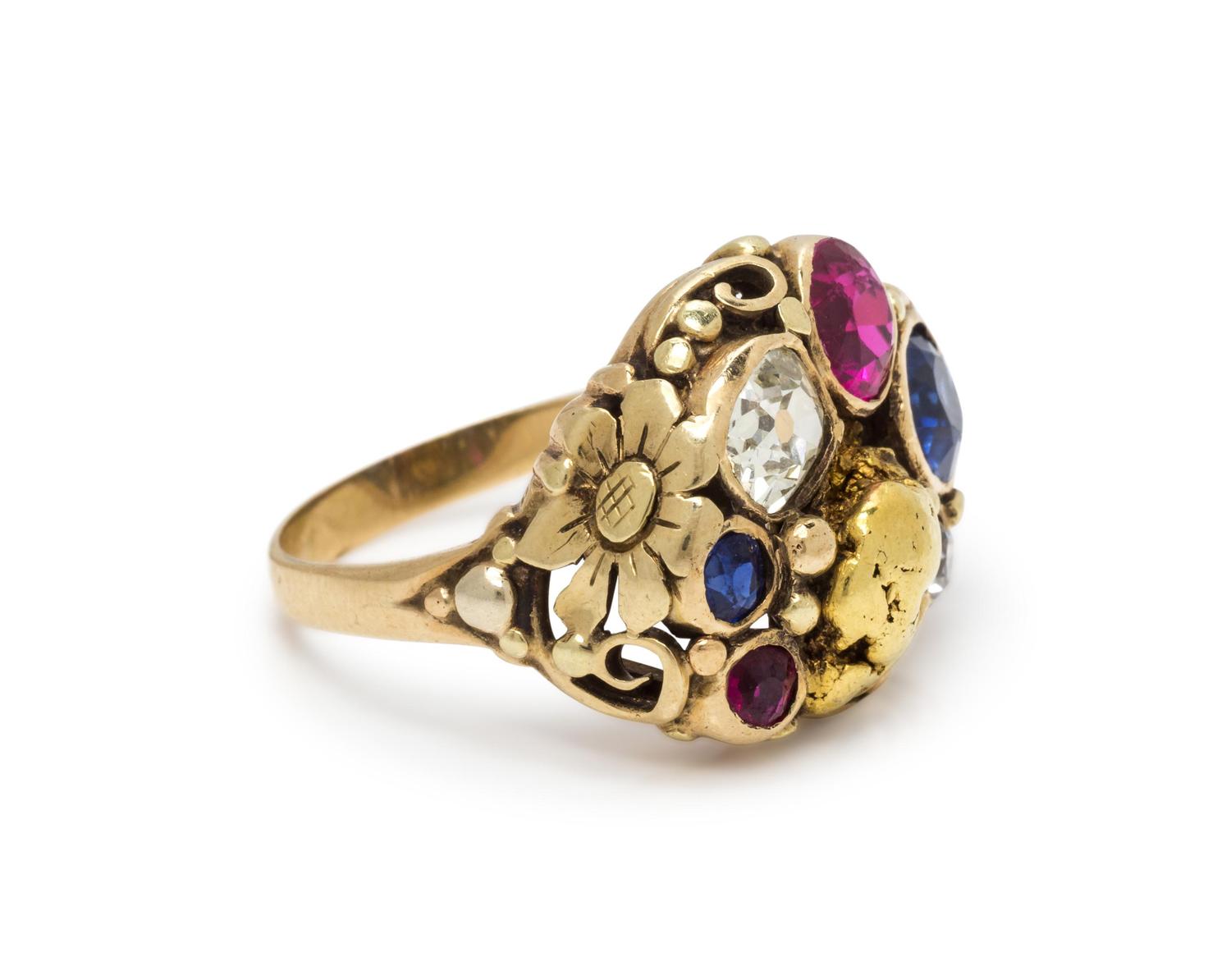 DIAMOND AND GOLD NUGGET RING