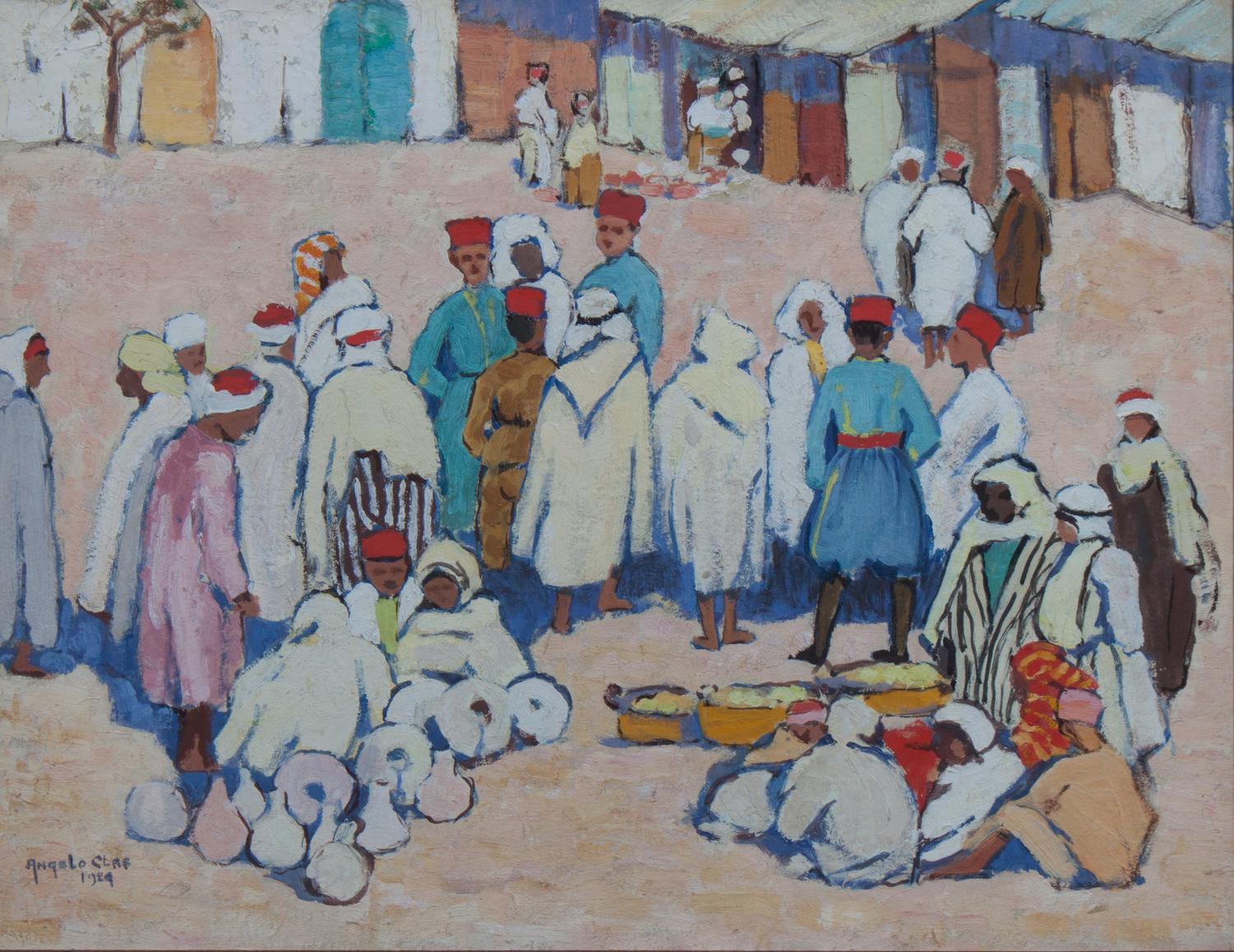 Michelangelo Robert Clas, (American, b. circa 1905), Arab Marketplace, 1929
