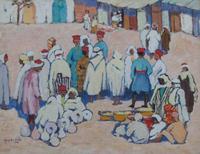 Michelangelo Robert Clas, (American, b. circa 1905), Arab Marketplace, 1929