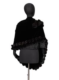 A Fur Stole & a Fur-Trimmed Velvet Wrap