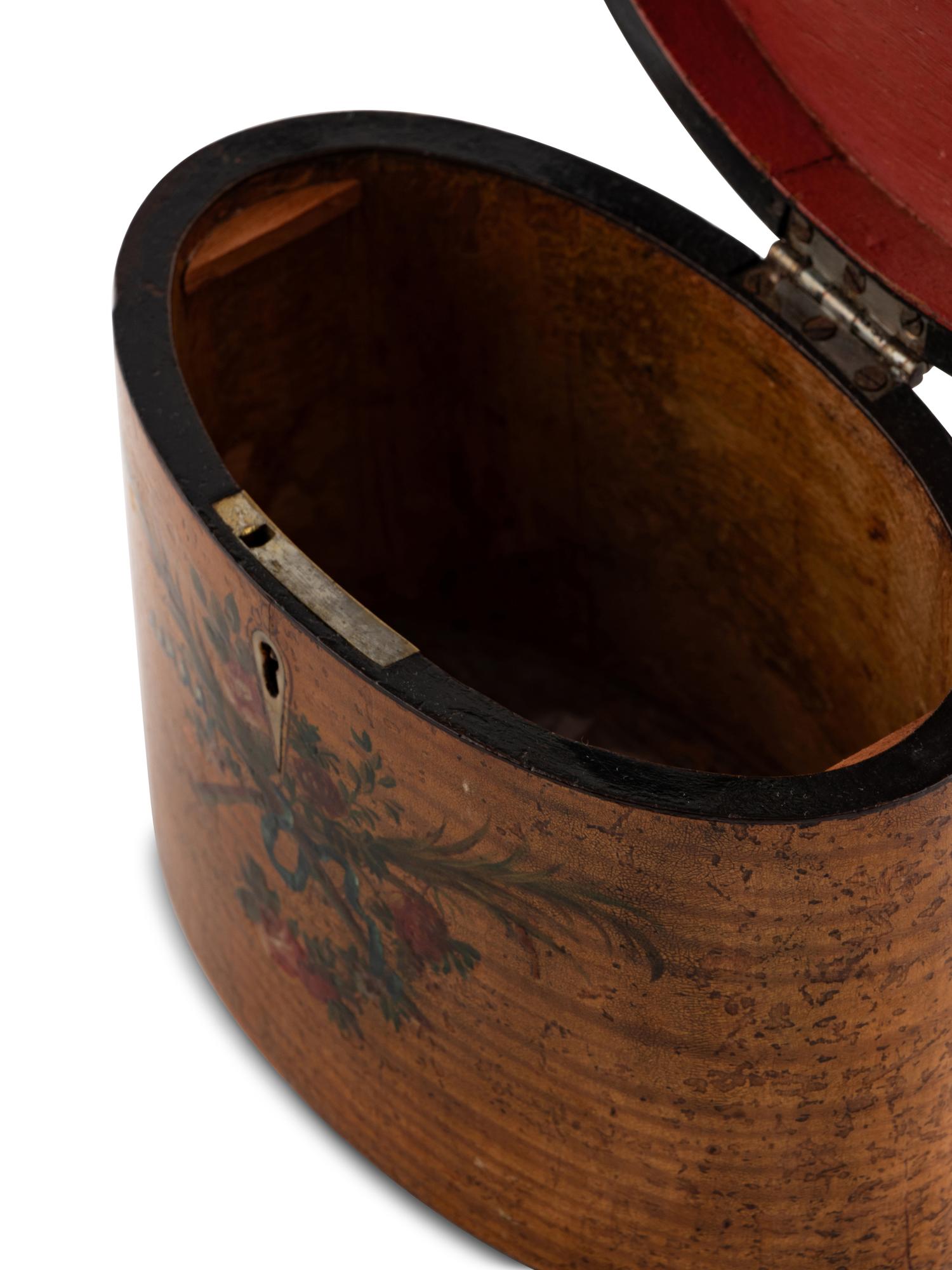 A Group of Three English Polychrome Decorated Tea Caddies