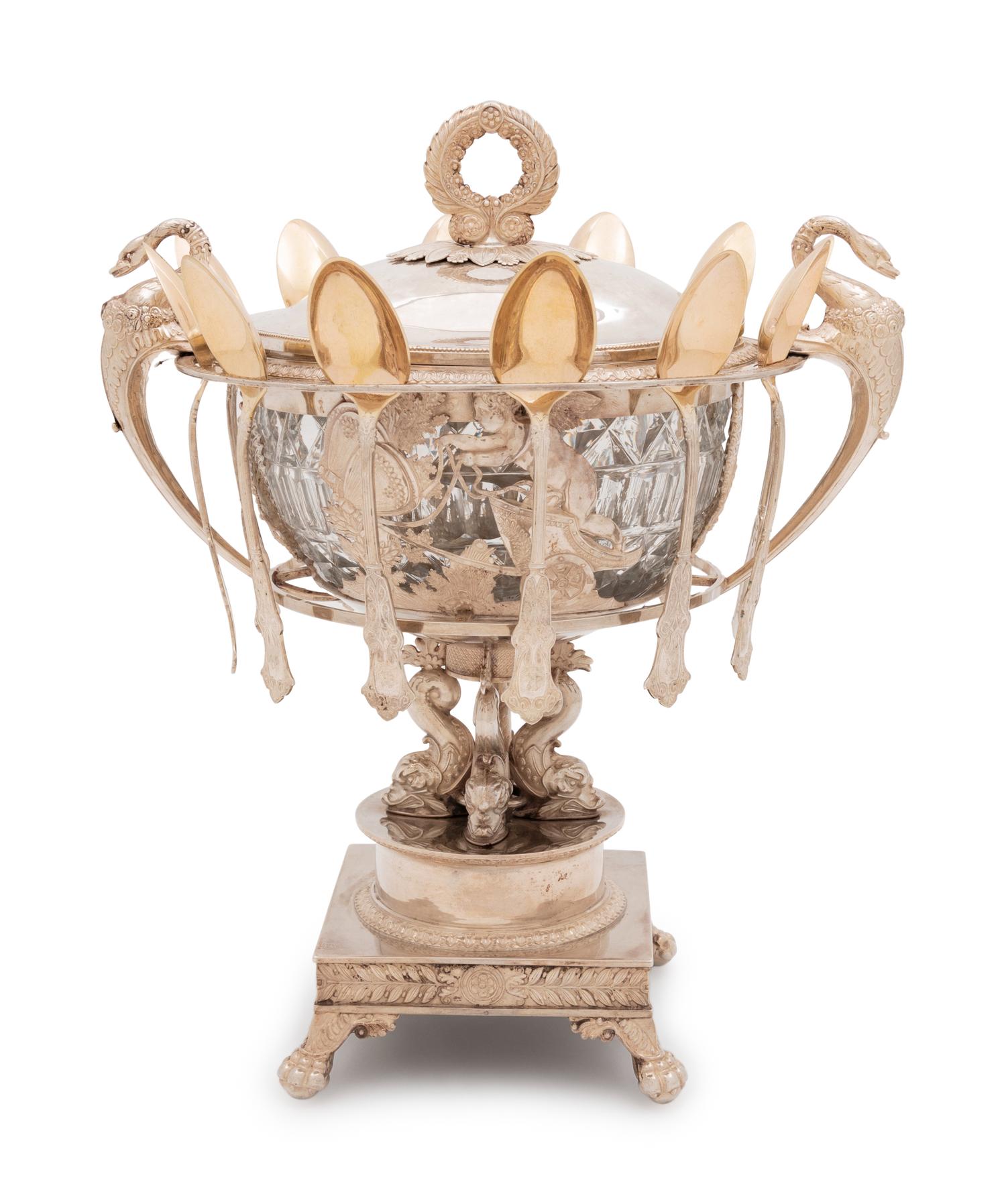 A French Silver and Cut Glass Master Sugar
